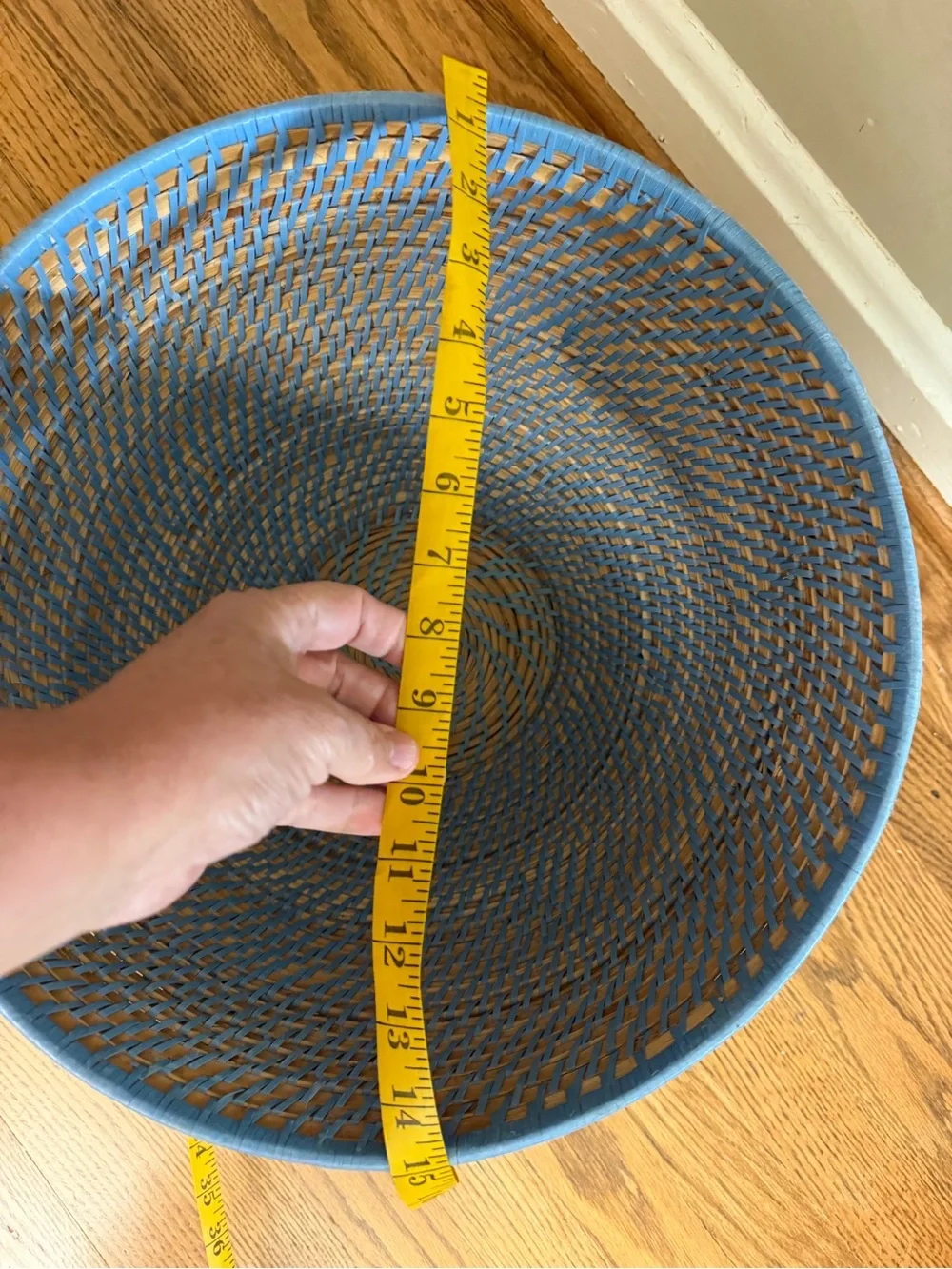 Large Handwoven Blue Decorative Basket Bowl